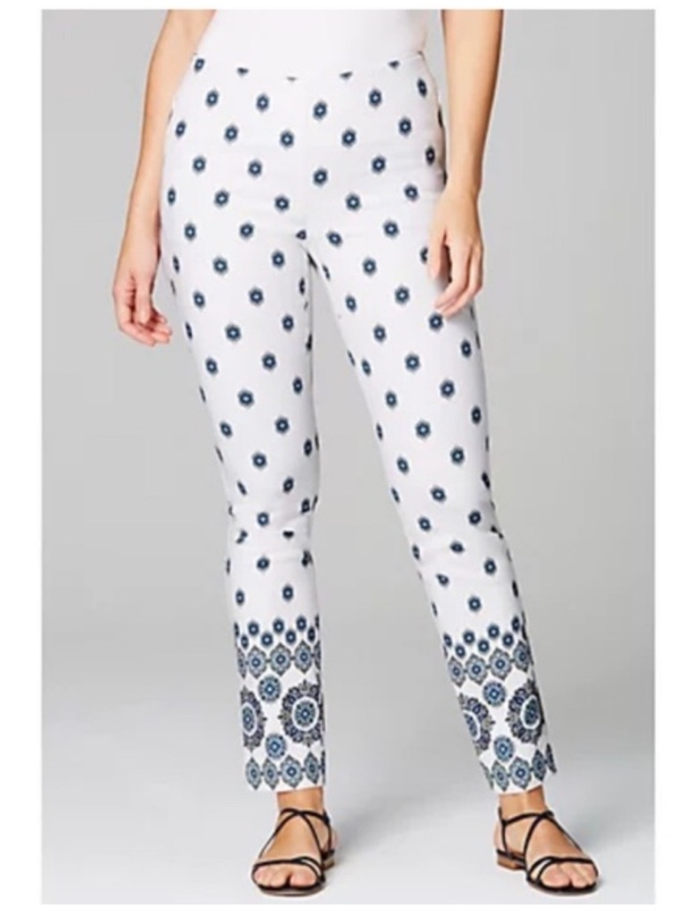 J. Jill Women's Essential Cotton Patterned Stretch Slim Ankle Pants